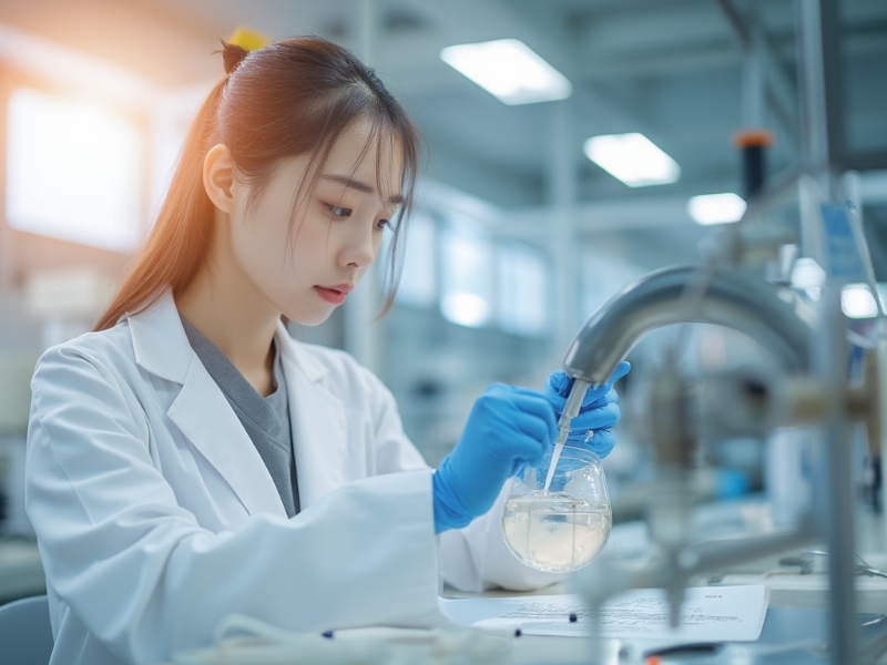水廠實(shí)驗(yàn)室水質(zhì)化驗(yàn)人員正在進(jìn)行飲用水水質(zhì)分析測(cè)定