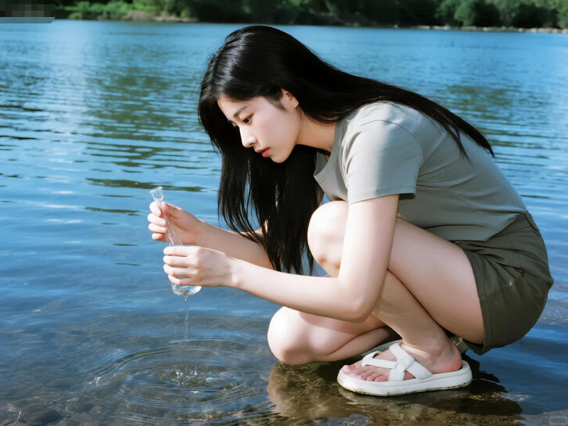 水庫水源現場取水樣圖 水庫水源現場取水樣圖